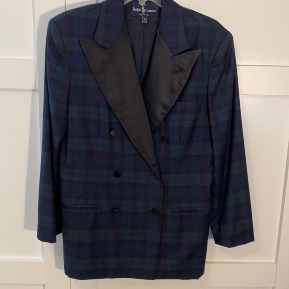 RARE VINTAGE RALPH LAUREN PLAID TUXEDO BLAZER